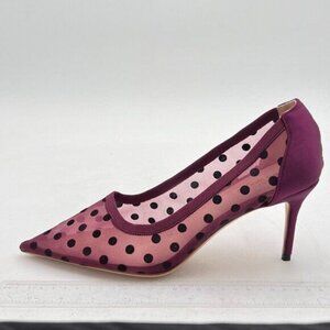 Women’s Purple Polka Dots Pumps Mesh Stiletto High Heels Pointed Toe